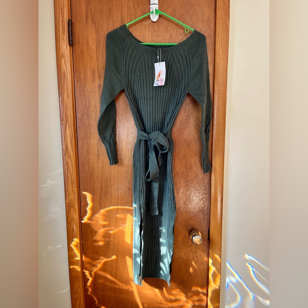 Green sweater dress